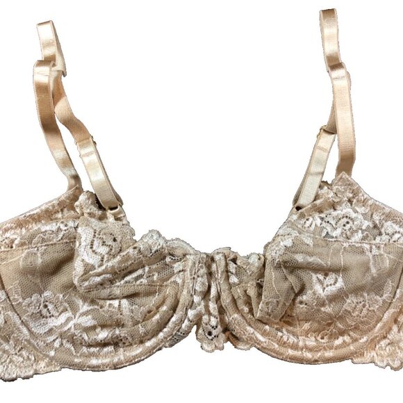 Natori Balconette Tan Mesh Lace Adjustable Straps Bra 34B - Picture 5 of 6